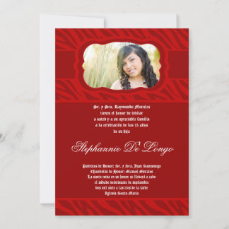 12x18 Red Zebra Print Patter Quinceanera Einladung