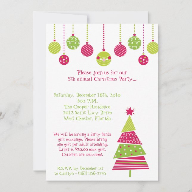 12x18 Retro XMAS Tree Weihnachtsfeier Party Einlad Einladung (Vorderseite)
