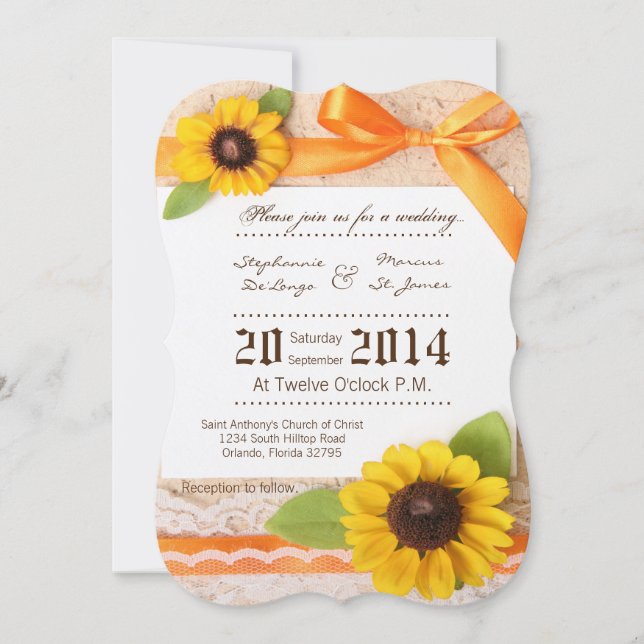 12x18 Rustic Sonnenblumen Land Hochzeit Einladung (Vorderseite)