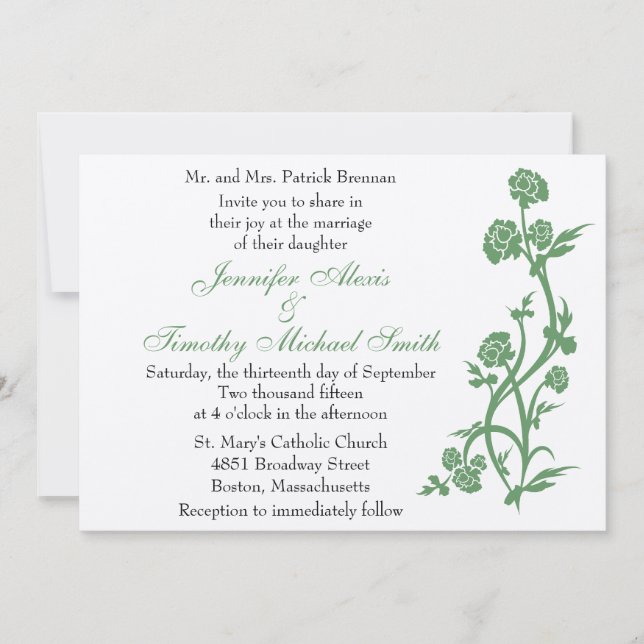 12x18 Sage Green Floral Wedding Einladung (Vorderseite)