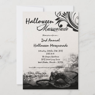 12x18 Schwarz-Maskerade-Halloween-Kostüm-Einladung Einladung