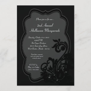 12x18 Schwarz-Maskerade-Halloween-Kostüm-Einladung Einladung