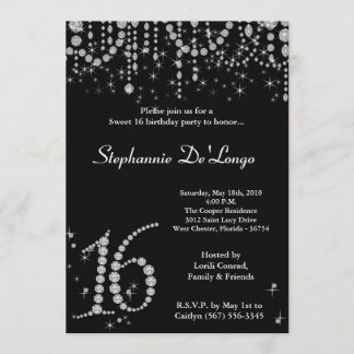 12x18 schwarzer Diamant-Bonbon 16 Einladung