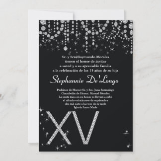 12x18 schwarzer Diamant Quinceanera Einladung