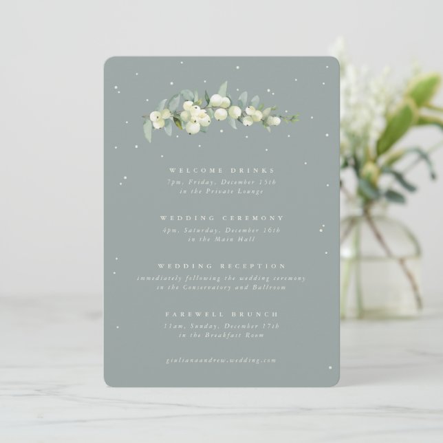 12x18 Seafoam Snowberry+Eukalyptus Hochzeitstag (Stehend Vorderseite)