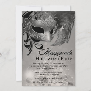 12x18 Silver Masquerade Halloween Einladung