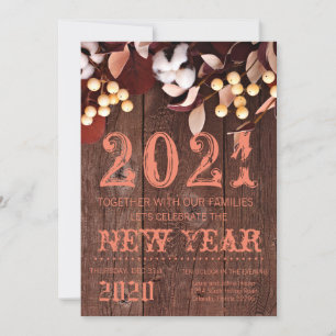 12x18 Silvester Einladung Baumwollzweig auf dem Da