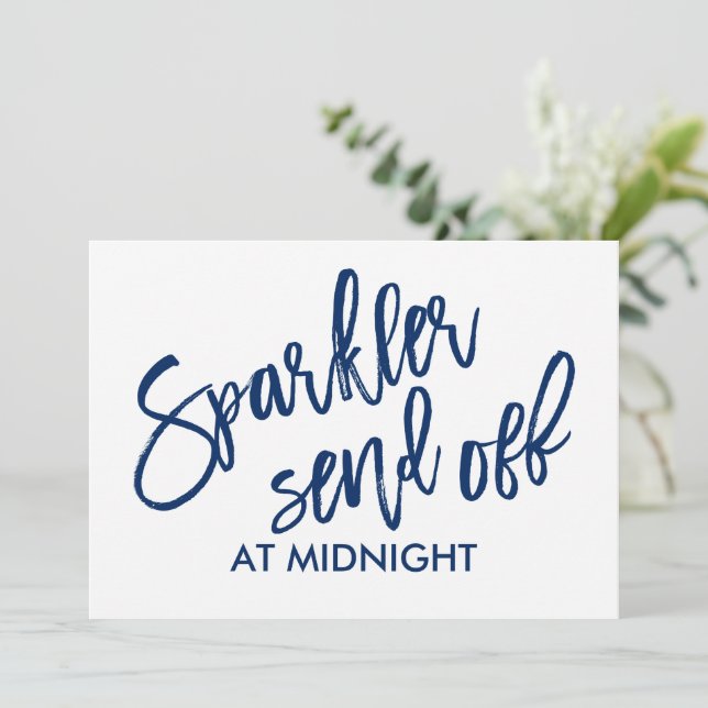 12x18 Sparkler Send-Off Sign-Brush Script (Marine) (Stehend Vorderseite)