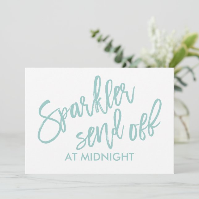 12x18 Sparkler Sign-Off-Sign-Brush - Türkis hell Einladung (Stehend Vorderseite)