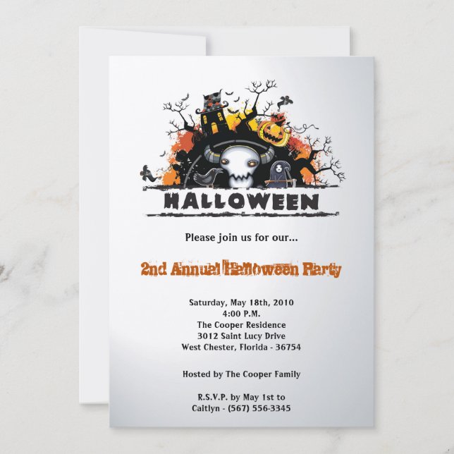 12x18 Spooky House Halloween Kostümeinladung Einladung (Vorderseite)