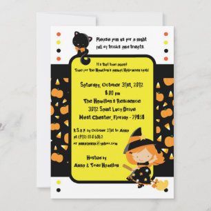 12x18 Spooky Kinder Gelbes Halloween-Party Einladu Einladung