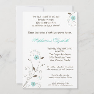 12x18 Spring BlueFlower Sweet 16 Geburtstag Einlad Einladung