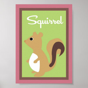 12x18 Squirre Wall Art Liebe und Natur Girl Woodla Poster