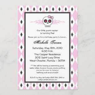 12x18 {TBA} Mädchen-Punkschädel-Geburtstags-Party Einladung