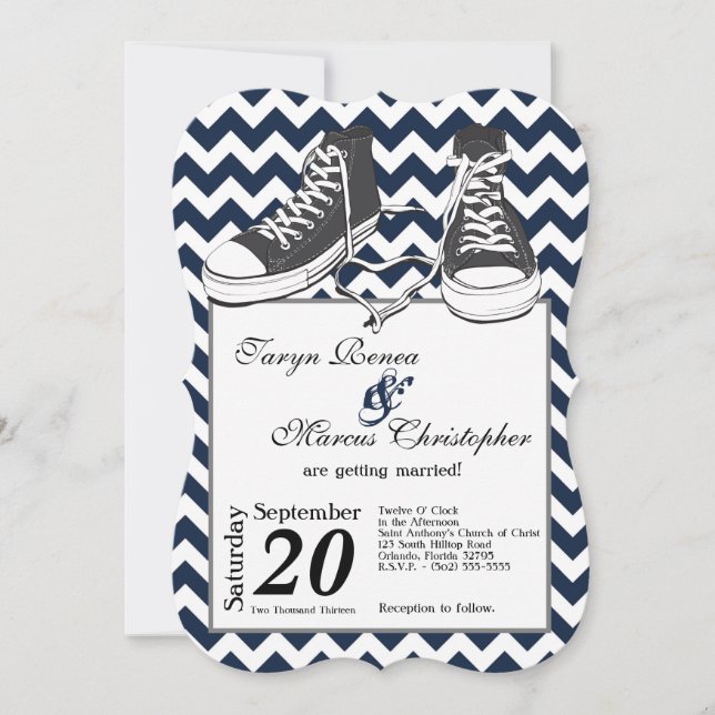 12x18 Teenage Sneakers Zickzack Hochzeitseinladung Einladung (Vorderseite)