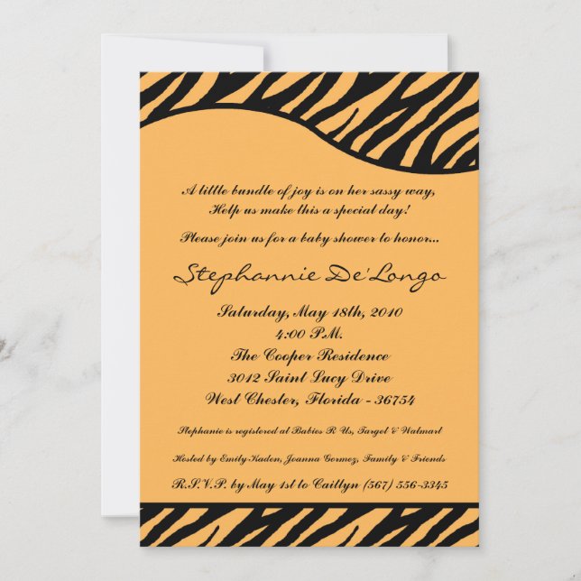 12x18 Tiger Animal Print Baby Dusche Einladung (Vorderseite)