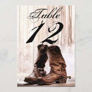 12x18 Tischnummer Card Bootet Land Rustikaler West