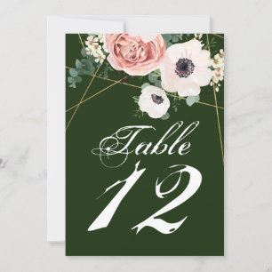 12x18 Tischnummer Card Geometrisches Garden Rose H