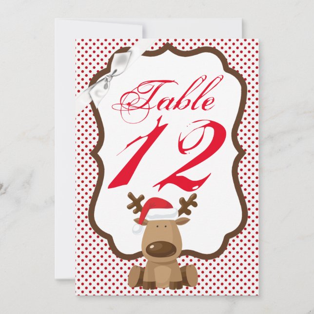 12x18 Tischnummer Card Rentier Weihnachts XMAS Pol (Vorderseite)