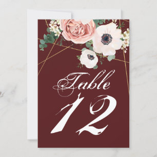 12x18 Tischnummer Karte Geometrisches Garden Rose