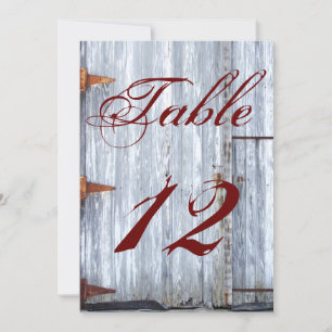 12x18-Tischnummer-Karte Weißwaschholz-Stalltüre Co Einladung