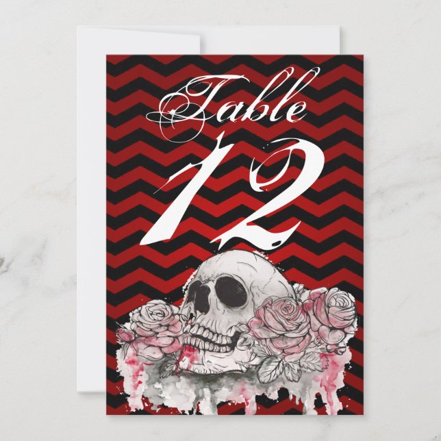 12x18 Tischnummer Skull Rose Gothic Zickzack sind (Vorderseite)