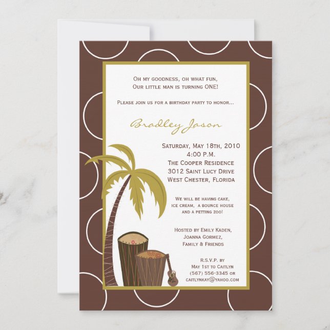 12x18 Tropical Hawaiian Drum Birthday Einladung (Vorderseite)