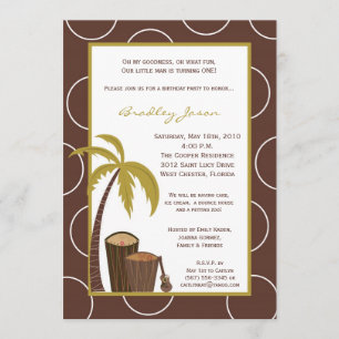 12x18 Tropical Hawaiian Drum Birthday Einladung