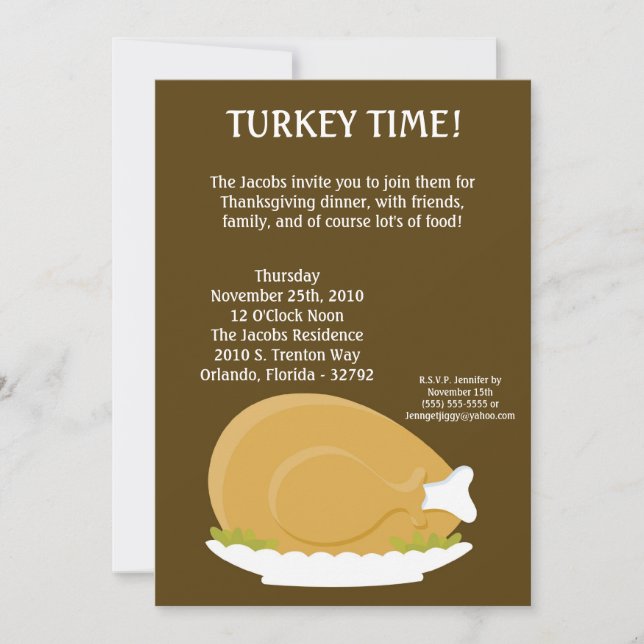 12x18 Turkey Plate Food Erntedank Einladung (Vorderseite)