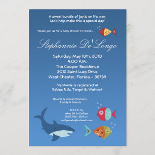 12x18 under the Sea SharkFish Baby Shower Einladun Einladung