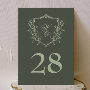 12x18 Vintages Wappen Olivenweg Hochzeit Tischnumm