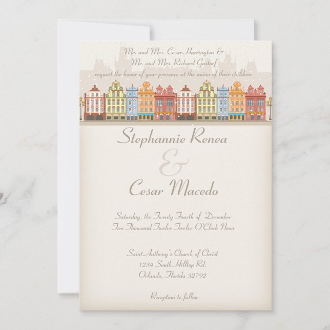 12x18 Wedding Einladung Altstadt Weihnachtsstadt (Vorderseite)