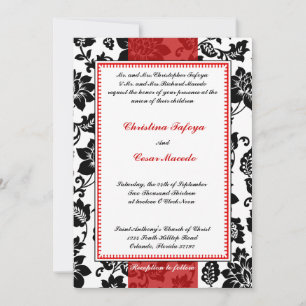 12x18 Wedding Einladung Black Blüh Red Stripe