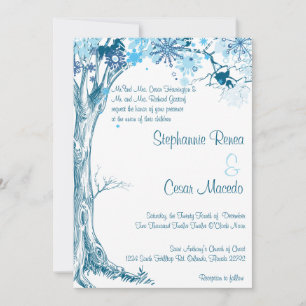 12x18 Wedding Einladung Blue Tree Schneeflocken Wi