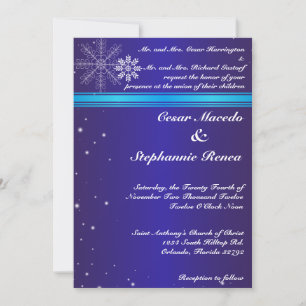 12x18 Wedding Einladung Blue White Snow Flakes Win
