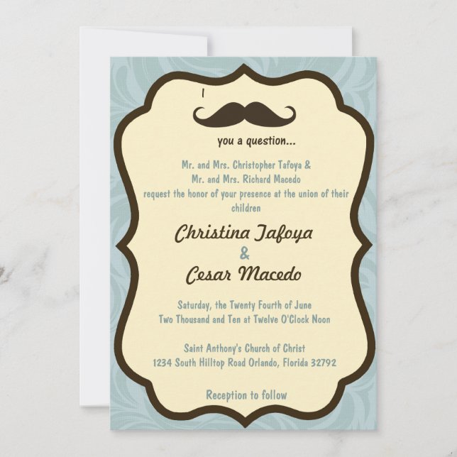 12x18 Wedding Einladung Ich Mustache Ihnen eine Fr (Vorderseite)