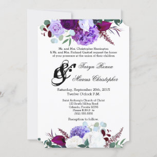 12x18 Wedding Einladung Lavander Hibiskus auf Weiß