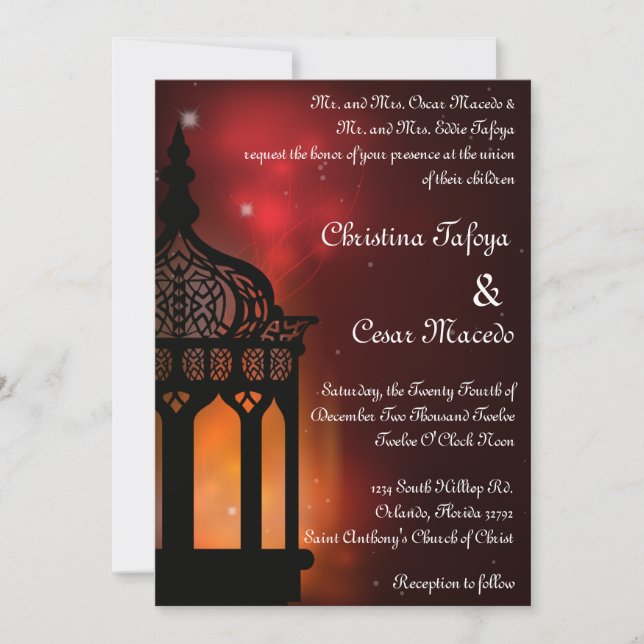 12x18 Wedding Einladung marokkanisch Laterne India (Vorderseite)
