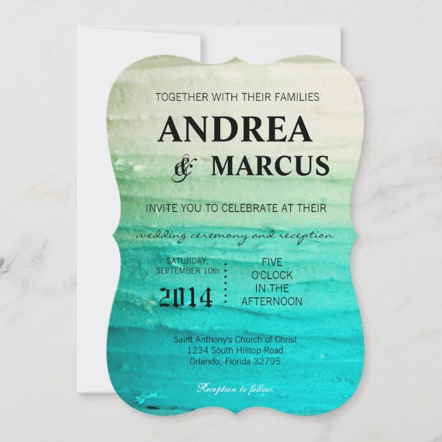 12x18 Wedding Einladung Ombre Blue Zuckerguss (Vorderseite)