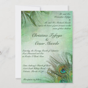 12x18 Wedding Einladung Peacock Green Feathers