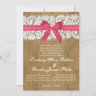 12x18 Wedding Einladung Pink Burlap Lace