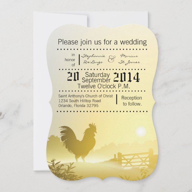12x18 Wedding Einladung Sunny Morning Farm Land (Vorderseite)