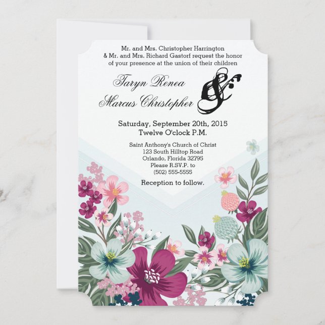 12x18 Wedding Einladung Tropische Blume auf Blue O (Vorderseite)