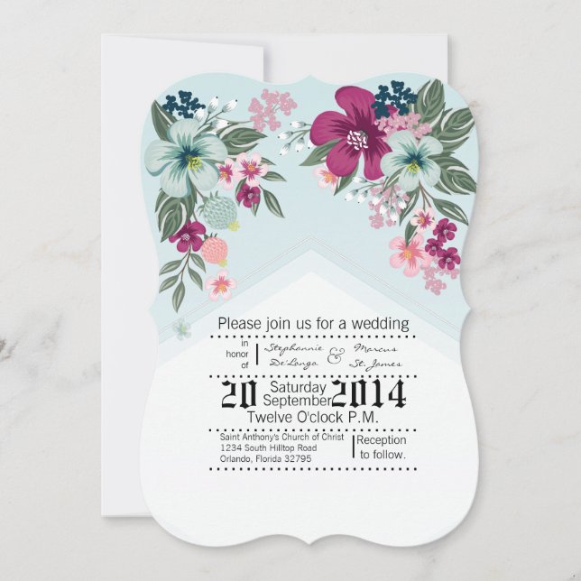 12x18 Wedding Einladung Tropische Blume auf Blue O (Vorderseite)