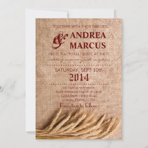 12x18 Wedding Einladung Wheat on Burlap Sack Count