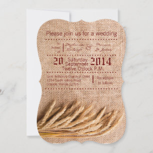 12x18 Wedding Einladung Wheat on Burlap Sack Count