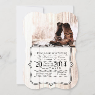 12x18 Wedding Invitation Boots Country Rustic West Einladung