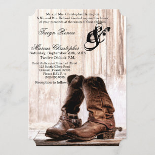 12x18 Wedding Invitation Boots Country Rustic West Einladung