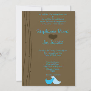 12x18 Wedding Invitation Spring Love Birds Branch Einladung