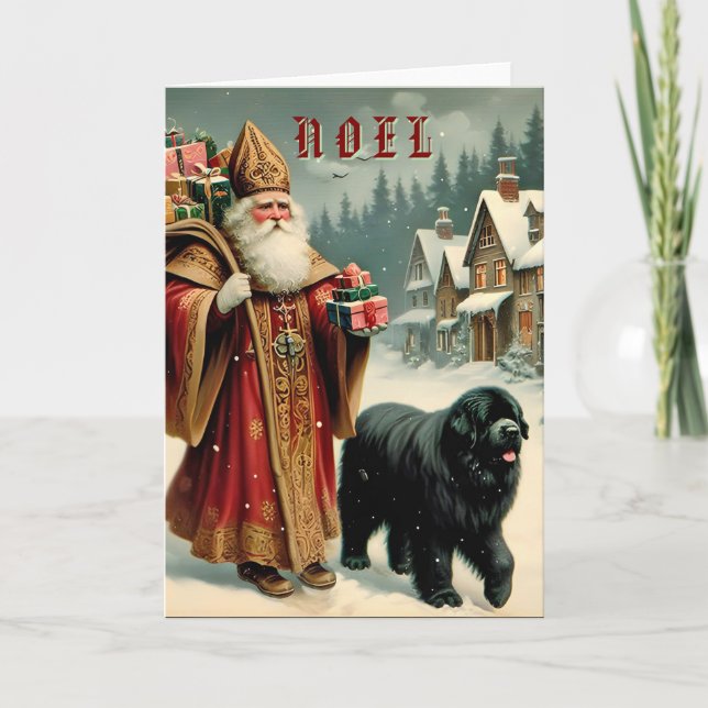 12x18 Weihnachten St. Nikolaus und Newf (Vorderseite)